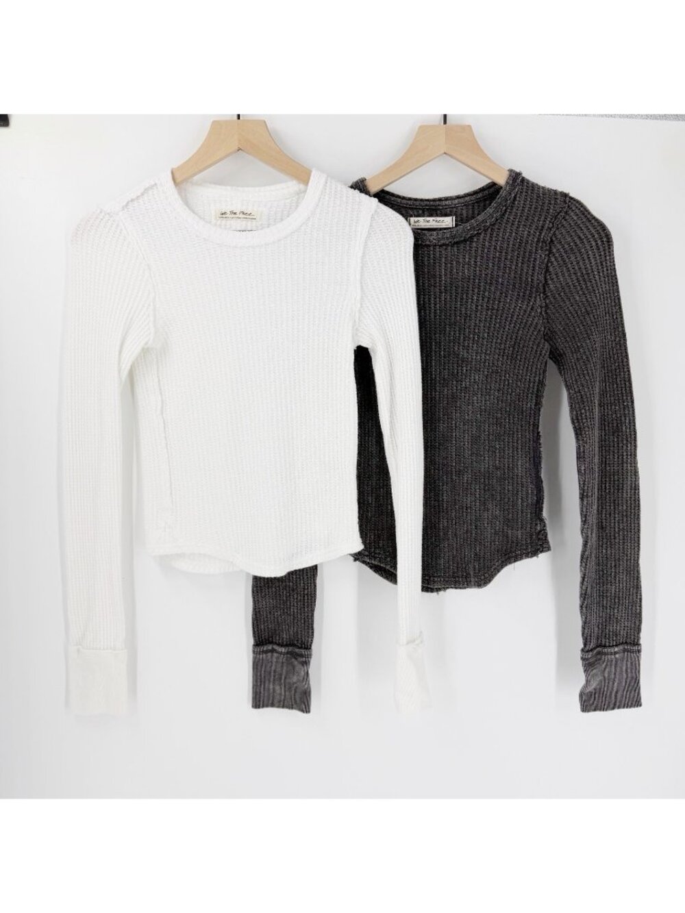We the Free People Long Sleeve Thermal Tops XS White Gray